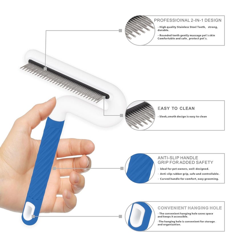 TailGurus Flea Comb, Pet Flea Comb for Dogs & Cats - Grooming Tool with Long & Short Steel Teeth, Safely Removes Tangles and Knots, Gentle Detangling Brush for Pet Hair (TG2042)(Blue) - Image 4